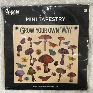 Spencer's Colorful Mushroom and Butterfly Grow Your Own Way Tapestry new